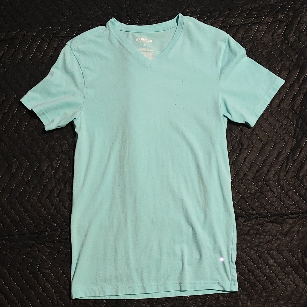 Express Men's Aqua V-Neck T-Shirt GREAT CONDITION Size SMALL